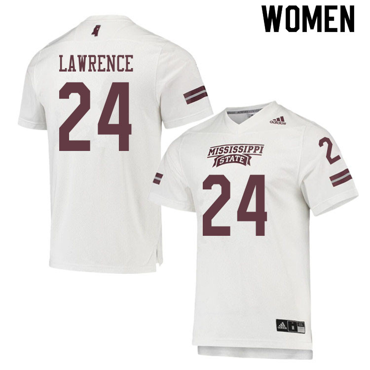 Women #24 Dylan Lawrence Mississippi State Bulldogs College Football Jerseys Sale-White
